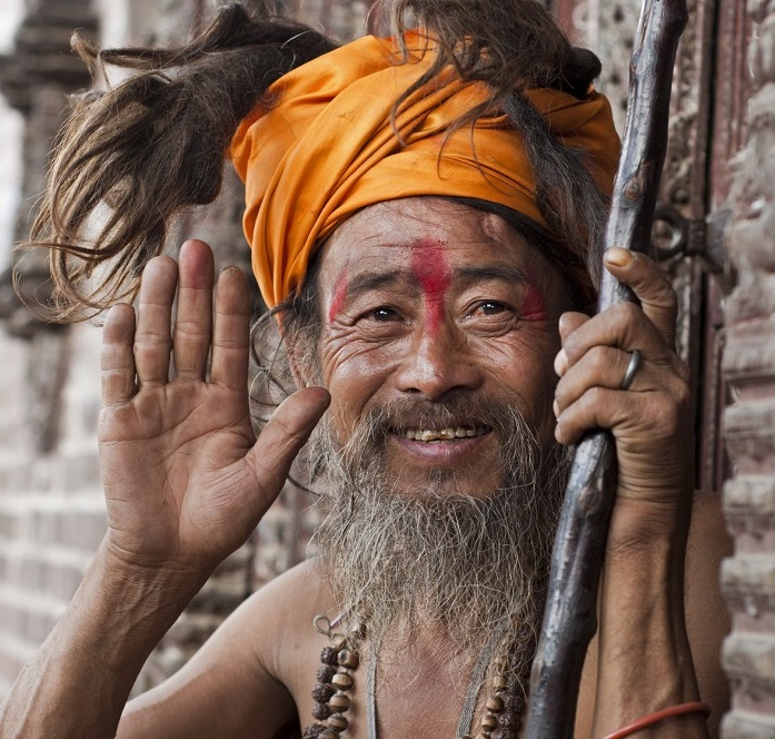 Holy man in Nepal giving blessing